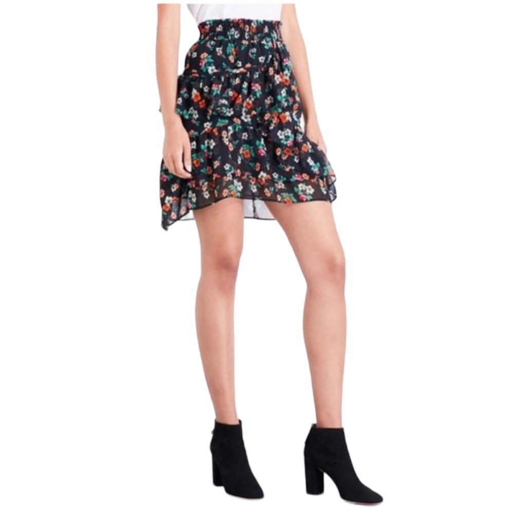 Maje “Jolanti” Floral Print Chiffon Skirt